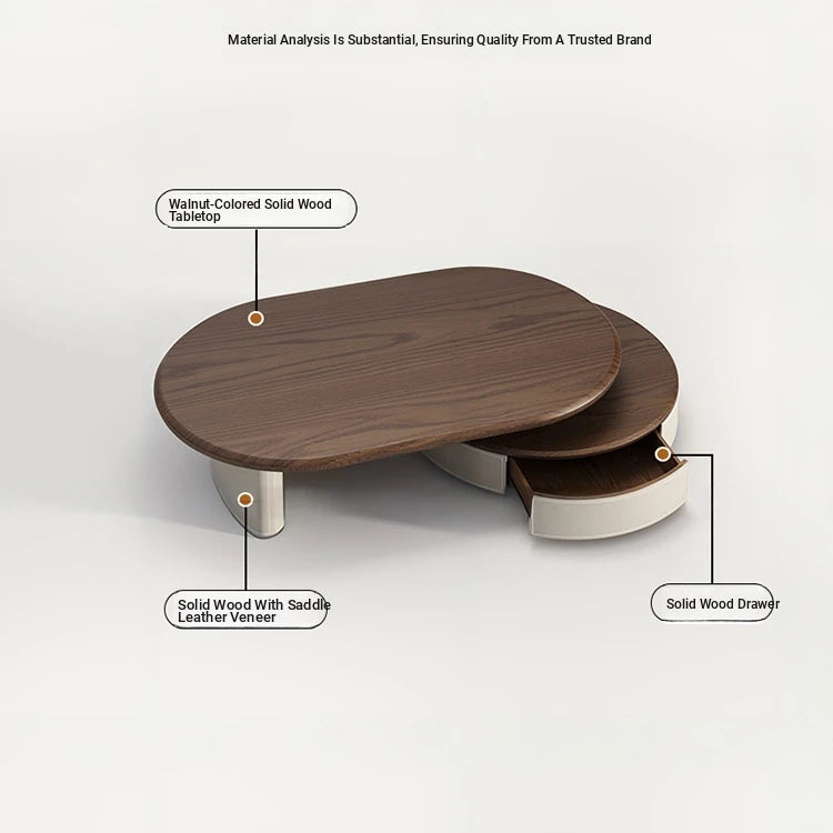 Modern Solid Wood and Multi-layer Board Tea Table with Elegant Synthetic Leather Finish – Stylish Centerpiece for Any Living Room fhmj-5037