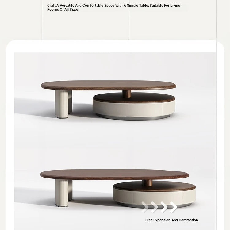 Modern Solid Wood and Multi-layer Board Tea Table with Elegant Synthetic Leather Finish – Stylish Centerpiece for Any Living Room fhmj-5037