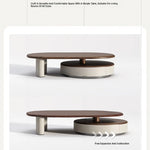 Modern Solid Wood and Multi-layer Board Tea Table with Elegant Synthetic Leather Finish – Stylish Centerpiece for Any Living Room fhmj-5037