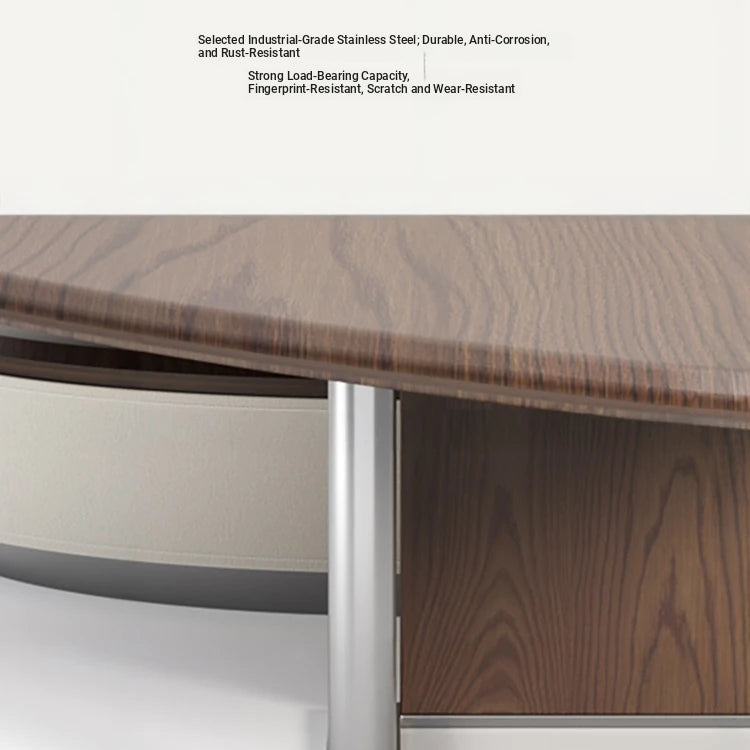 Modern Solid Wood and Multi-layer Board Tea Table with Elegant Synthetic Leather Finish – Stylish Centerpiece for Any Living Room fhmj-5037