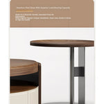 Elegant Solid Wood Tea Table with Multi-layer Board and Synthetic Leather Accents - Modern Living Room Centerpiece fhmj-5039