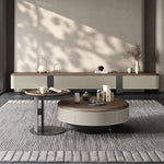 Elegant Solid Wood Coffee Table Set with Multi-layer Top and Synthetic Leather Finish - Perfect for Modern Living Rooms fhmj-5040