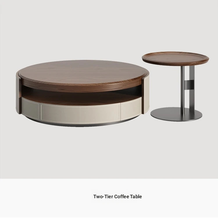Elegant Solid Wood Coffee Table Set with Multi-layer Top and Synthetic Leather Finish - Perfect for Modern Living Rooms fhmj-5040