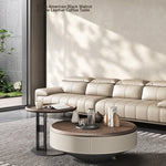 Elegant Solid Wood Coffee Table Set with Multi-layer Top and Synthetic Leather Finish - Perfect for Modern Living Rooms fhmj-5040