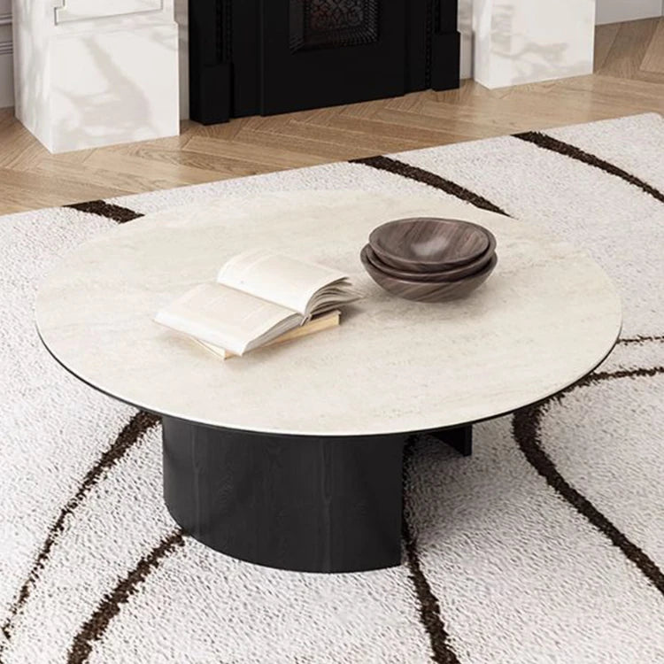 Modern Round Ceramic Sintered Stone Coffee Table - Elegant Multi-layer Design for Living Room Decor fhmj-5043