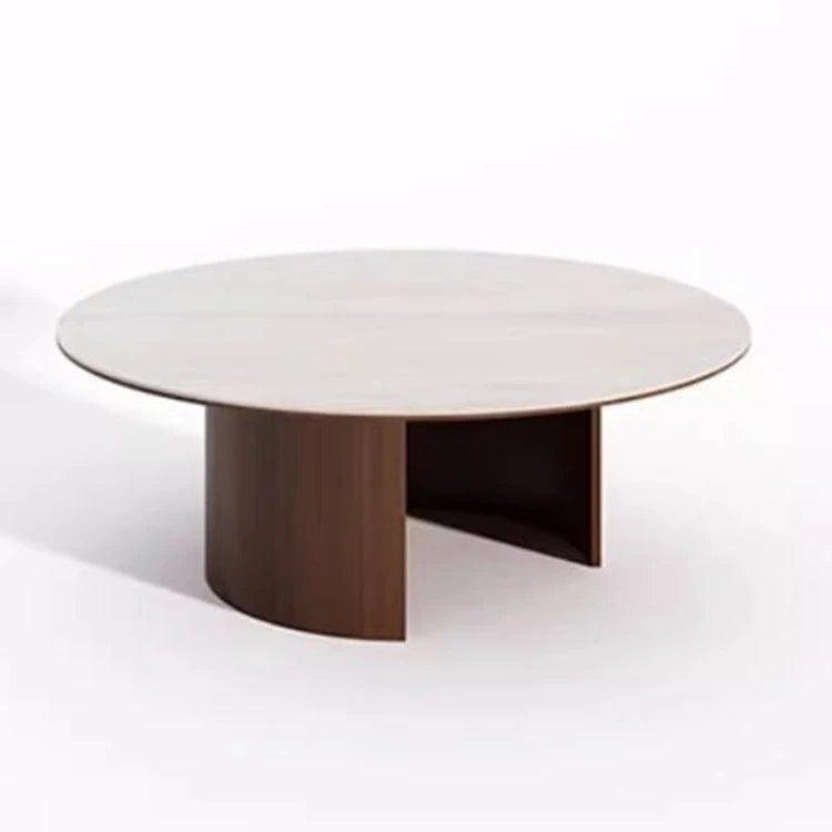 Modern Round Ceramic Sintered Stone Coffee Table - Elegant Multi-layer Design for Living Room Decor fhmj-5043