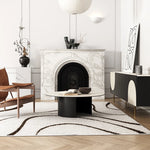 Modern Round Ceramic Sintered Stone Coffee Table - Elegant Multi-layer Design for Living Room Decor fhmj-5043