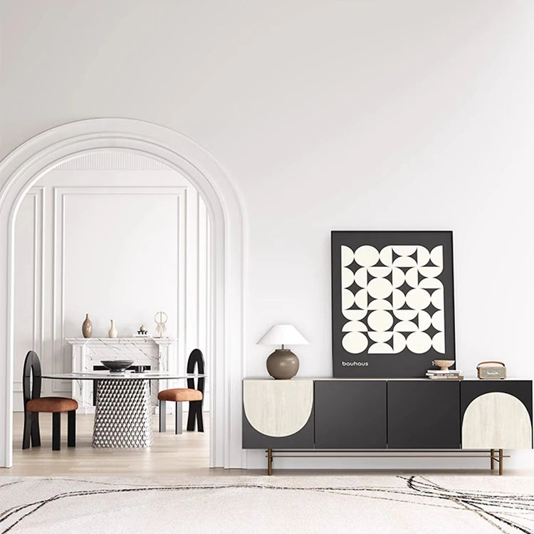 Modern Round Ceramic Sintered Stone Coffee Table - Elegant Multi-layer Design for Living Room Decor fhmj-5043