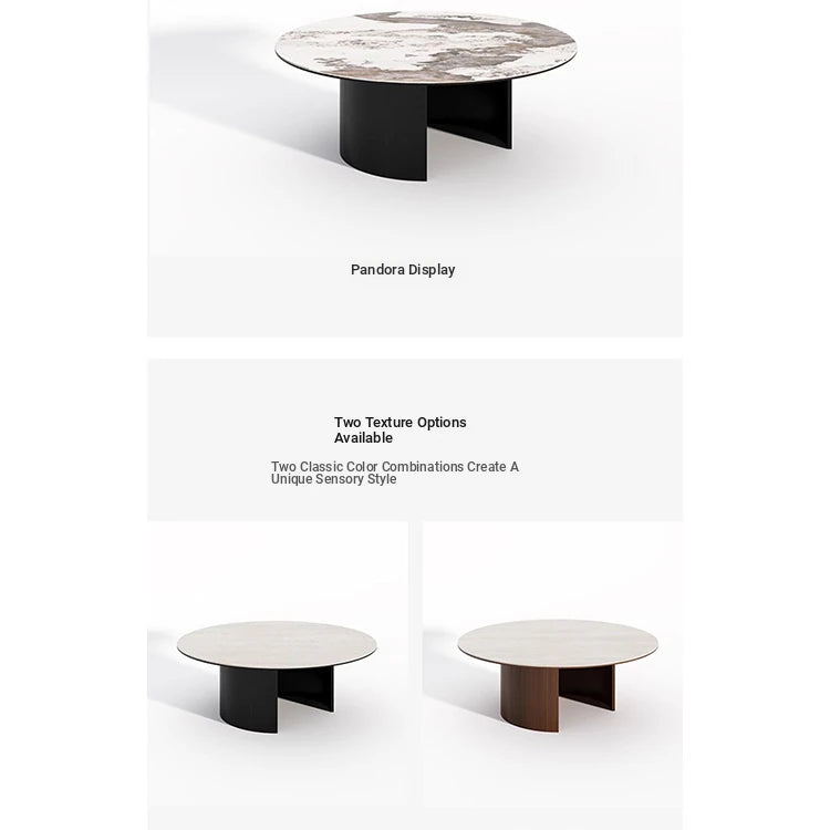Modern Round Ceramic Sintered Stone Coffee Table - Elegant Multi-layer Design for Living Room Decor fhmj-5043