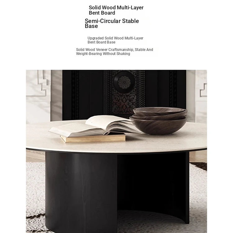Modern Round Ceramic Sintered Stone Coffee Table - Elegant Multi-layer Design for Living Room Decor fhmj-5043