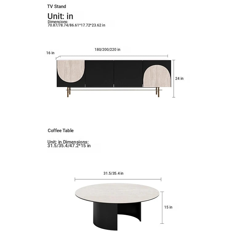 Modern Round Ceramic Sintered Stone Coffee Table - Elegant Multi-layer Design for Living Room Decor fhmj-5043