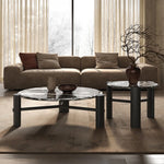 Elegant Round Solid Wood and Marble Coffee Table Set - Modern Design for Living Room Décor fhmj-5044