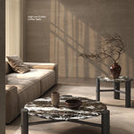 Elegant Round Solid Wood and Marble Coffee Table Set - Modern Design for Living Room Décor fhmj-5044