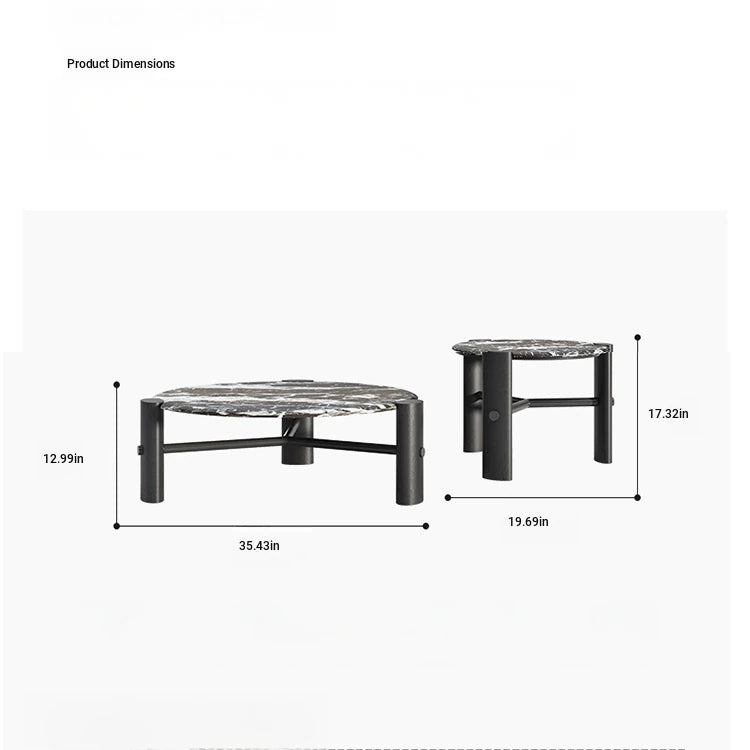 Elegant Round Solid Wood and Marble Coffee Table Set - Modern Design for Living Room Décor fhmj-5044