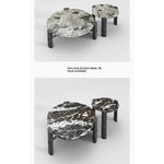 Elegant Round Solid Wood and Marble Coffee Table Set - Modern Design for Living Room Décor fhmj-5044