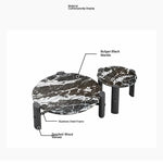 Elegant Round Solid Wood and Marble Coffee Table Set - Modern Design for Living Room Décor fhmj-5044