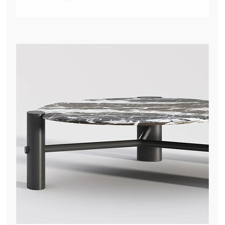 Elegant Round Solid Wood and Marble Coffee Table Set - Modern Design for Living Room Décor fhmj-5044