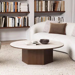 Modern Multi-Layer Board and Ceramic Sintered Stone Coffee Table – Stylish Round Tea Table for Chic Living Rooms fhmj-5045