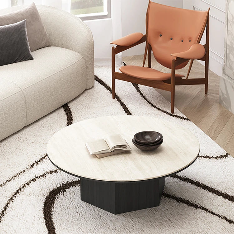 Modern Multi-Layer Board and Ceramic Sintered Stone Coffee Table – Stylish Round Tea Table for Chic Living Rooms fhmj-5045