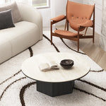 Modern Multi-Layer Board and Ceramic Sintered Stone Coffee Table – Stylish Round Tea Table for Chic Living Rooms fhmj-5045
