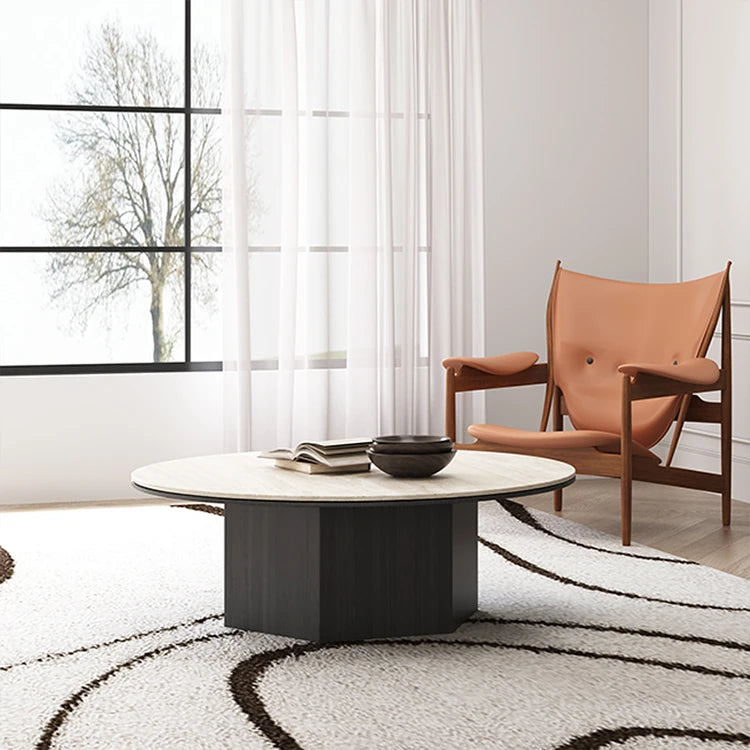 Modern Multi-Layer Board and Ceramic Sintered Stone Coffee Table – Stylish Round Tea Table for Chic Living Rooms fhmj-5045