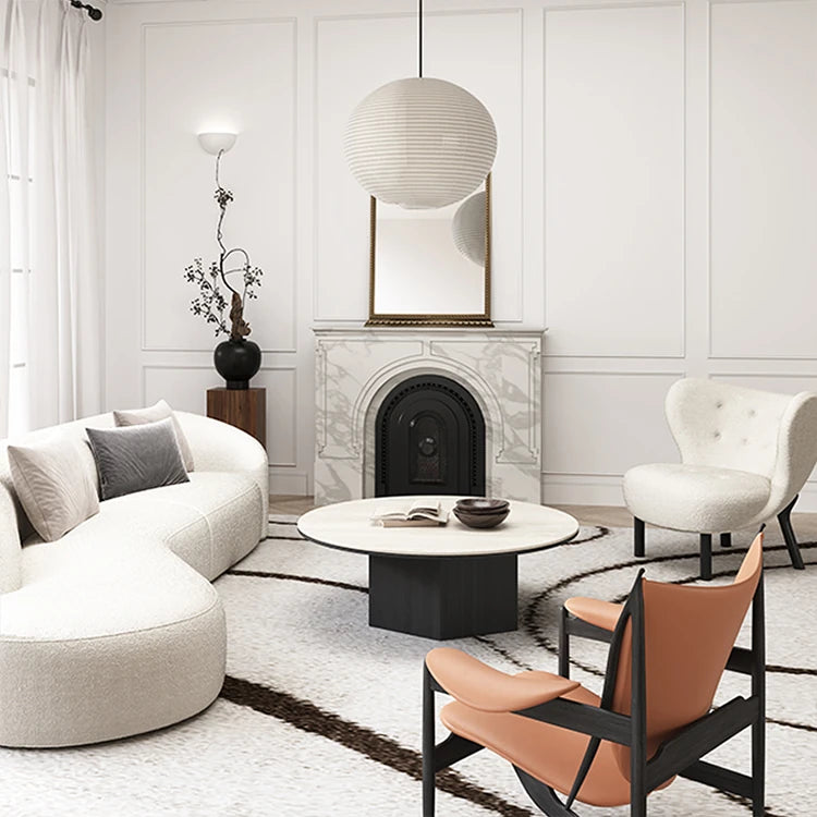 Modern Multi-Layer Board and Ceramic Sintered Stone Coffee Table – Stylish Round Tea Table for Chic Living Rooms fhmj-5045