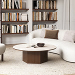 Modern Multi-Layer Board and Ceramic Sintered Stone Coffee Table – Stylish Round Tea Table for Chic Living Rooms fhmj-5045