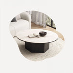 Modern Multi-Layer Board and Ceramic Sintered Stone Coffee Table – Stylish Round Tea Table for Chic Living Rooms fhmj-5045