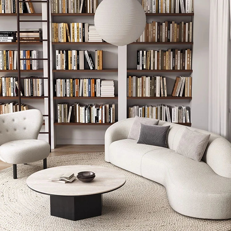 Modern Multi-Layer Board and Ceramic Sintered Stone Coffee Table – Stylish Round Tea Table for Chic Living Rooms fhmj-5045