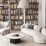 Modern Multi-Layer Board and Ceramic Sintered Stone Coffee Table – Stylish Round Tea Table for Chic Living Rooms fhmj-5045