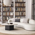 Modern Multi-Layer Board and Ceramic Sintered Stone Coffee Table – Stylish Round Tea Table for Chic Living Rooms fhmj-5045