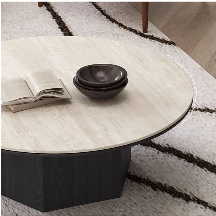 Modern Multi-Layer Board and Ceramic Sintered Stone Coffee Table – Stylish Round Tea Table for Chic Living Rooms fhmj-5045