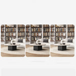 Modern Multi-Layer Board and Ceramic Sintered Stone Coffee Table – Stylish Round Tea Table for Chic Living Rooms fhmj-5045