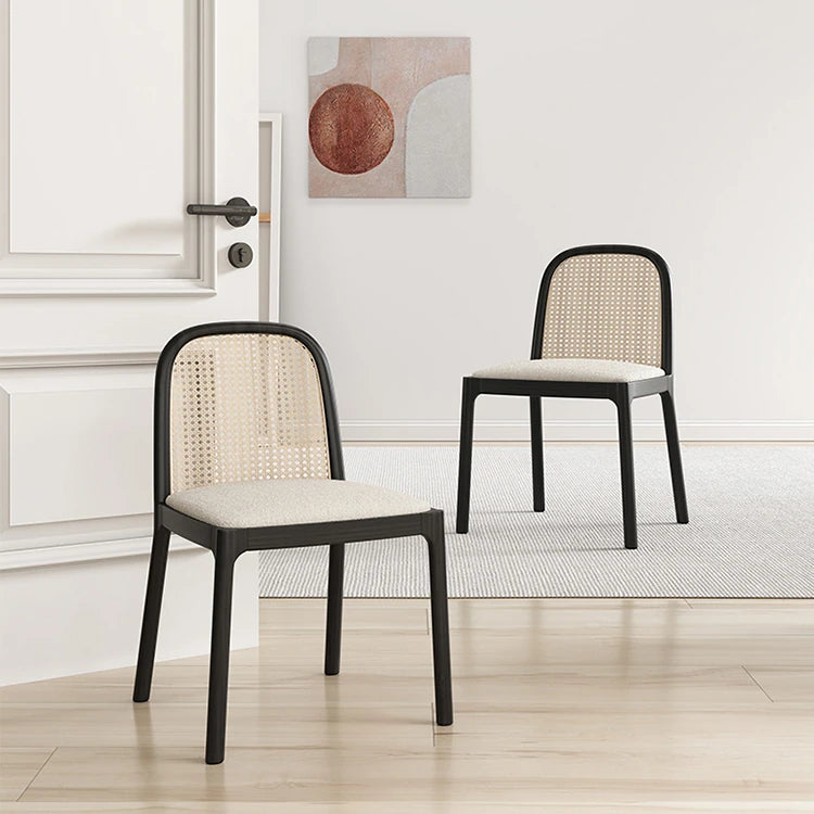 Stylish Ash Wood Chair with Rattan Weaving – Modern Comfort for Your Home fhmj-5047