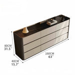 Stylish Sintered Stone & PU Leather Cabinet - Modern Storage Solution for Home Decor fhx-4572
