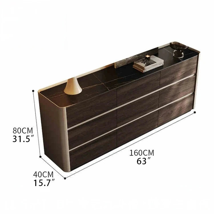 Stylish Sintered Stone & PU Leather Cabinet - Modern Storage Solution for Home Decor fhx-4572