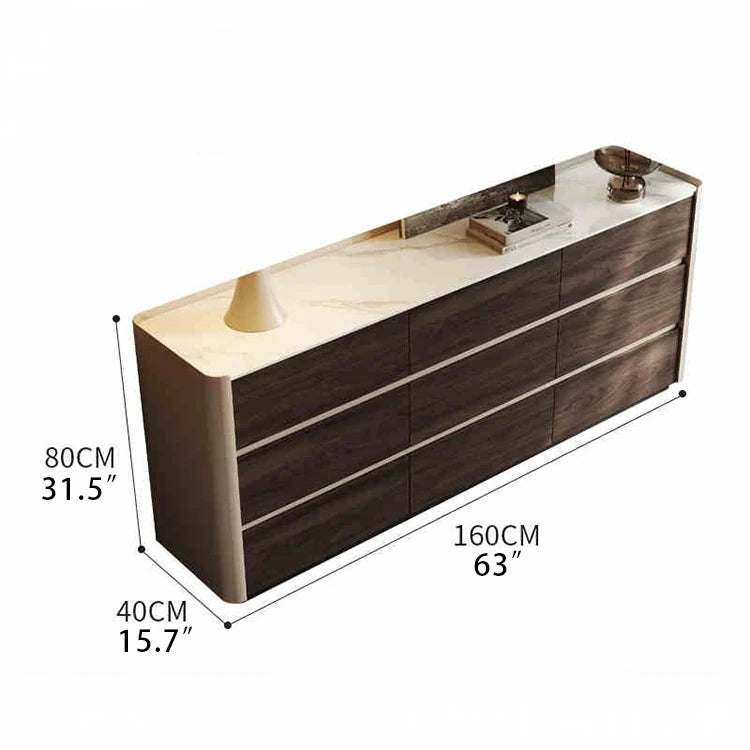 Stylish Sintered Stone & PU Leather Cabinet - Modern Storage Solution for Home Decor fhx-4572