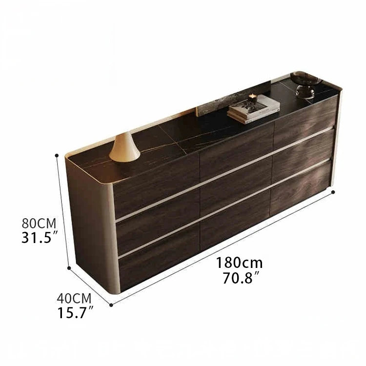 Stylish Sintered Stone & PU Leather Cabinet - Modern Storage Solution for Home Decor fhx-4572