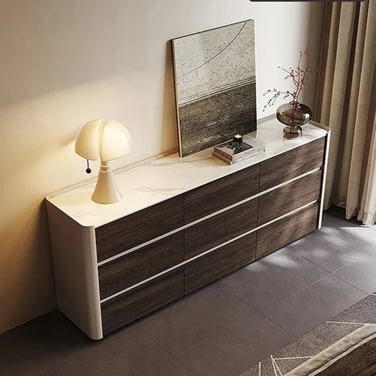 Stylish Sintered Stone & PU Leather Cabinet - Modern Storage Solution for Home Decor fhx-4572