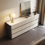 Stylish Sintered Stone & PU Leather Cabinet - Modern Storage Solution for Home Decor fhx-4572