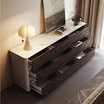 Stylish Sintered Stone & PU Leather Cabinet - Modern Storage Solution for Home Decor fhx-4572