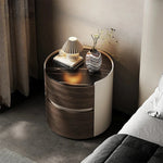 Stylish Modern Bedside Cupboard with Sintered Stone Top & PU Leather Accents - Perfect for Your Bedroom Decor fhx-4573
