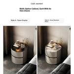 Stylish Modern Bedside Cupboard with Sintered Stone Top & PU Leather Accents - Perfect for Your Bedroom Decor fhx-4573