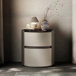 Stylish Modern Bedside Cupboard with Sintered Stone Top & PU Leather Accents - Perfect for Your Bedroom Decor fhx-4573