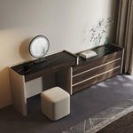 Modern Makeup Table with Sintered Stone Top and Synthetic Leather Finish - Elegant Vanity Desk for Chic Home Décor fhx-4577