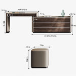 Modern Makeup Table with Sintered Stone Top and Synthetic Leather Finish - Elegant Vanity Desk for Chic Home Décor fhx-4577