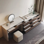 Modern Makeup Table with Sintered Stone Top and Synthetic Leather Finish - Elegant Vanity Desk for Chic Home Décor fhx-4577