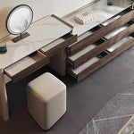 Modern Makeup Table with Sintered Stone Top and Synthetic Leather Finish - Elegant Vanity Desk for Chic Home Décor fhx-4577