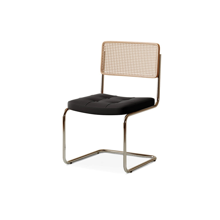 Stylish Solid Wood Chair with Rattan Weaving & PU Leather Cushion - Modern Stainless Steel Design fif-4513