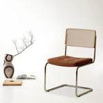 Stylish Solid Wood Chair with Rattan Weaving & PU Leather Cushion - Modern Stainless Steel Design fif-4513